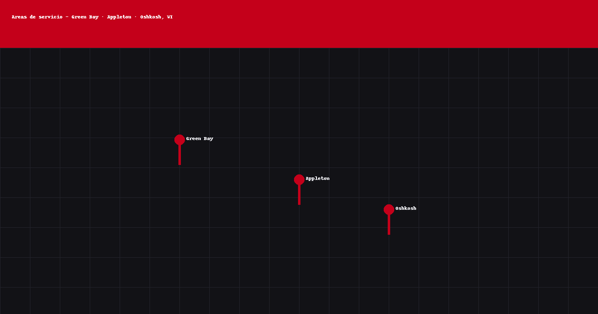 Mapa ilustrativo: Green Bay, Appleton y Oshkosh, WI